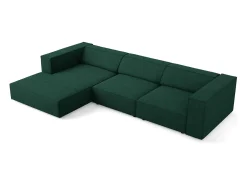 Cosmopolitan Design - Sofá de canto esquerdo "Arendal" 4 lugares em tecido chenille com efeito canelado verde garrafa - 284x166x70cm