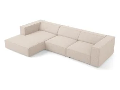 Cosmopolitan Design - Sofá de canto esquerdo "Arendal" 4 lugares em tecido chenille bege - 284x166x70cm