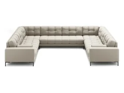 Cosmopolitan Design - Sofá panorâmico "Bali" 9 lugares em tecido estrutural bege - 327x256x75cm