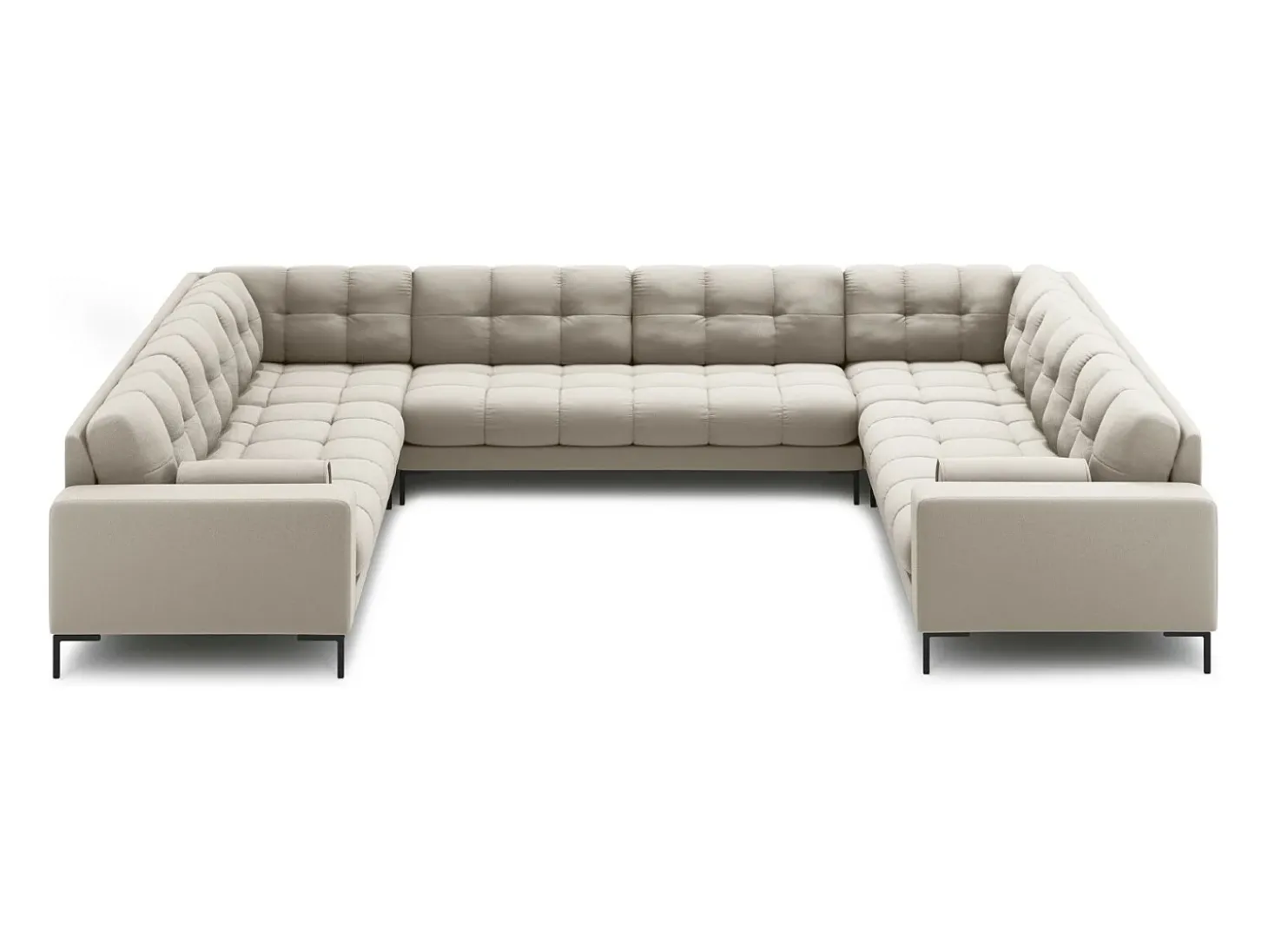 Cosmopolitan Design - Sofá panorâmico "Bali" 9 lugares em tecido estrutural bege - 327x256x75cm