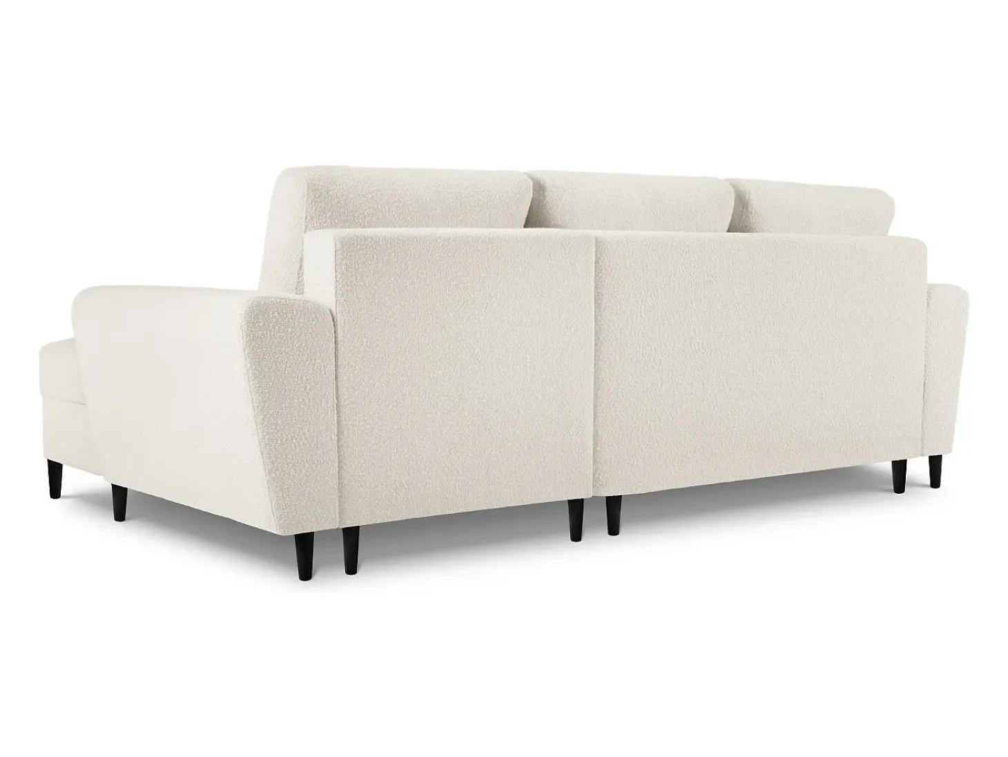 Cosmopolitan Design - Sofá convertível de canto direito com caixa de arrumação "Kyoto" 4 lugares em tecido bouclé bege - 241x145x88cm