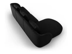 Cosmopolitan Design - Sofá de canto esquerdo "Tulum" 4 lugares em tecido chenille preto - 255x156x70cm