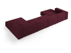 Cosmopolitan Design - Sofá panorâmico "Arendal" 6 lugares em tecido chenille com efeito canelado rubi - 364x166x70cm
