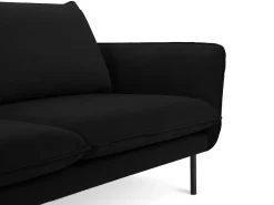 Cosmopolitan Design - Sofá "Vienna" 4 lugares em veludo preto - 230x92x95cm