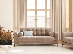 Cosmopolitan Design - Sofá "Bali" 2 lugares em veludo bege - 152x92x75cm
