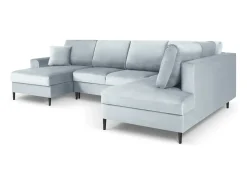 Cosmopolitan Design - Sofá panorâmico convertível em linha reta com caixa de arrumação 