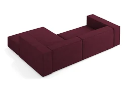 Cosmopolitan Design - Sofá de canto direito "Arendal" 3 lugares em tecido chenille com efeito canelado rubi - 224x166x70cm
