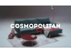 Cosmopolitan Design - Sofá de canto direito "Vienna" 5 lugares em veludo verde garrafa - 255x170x95cm