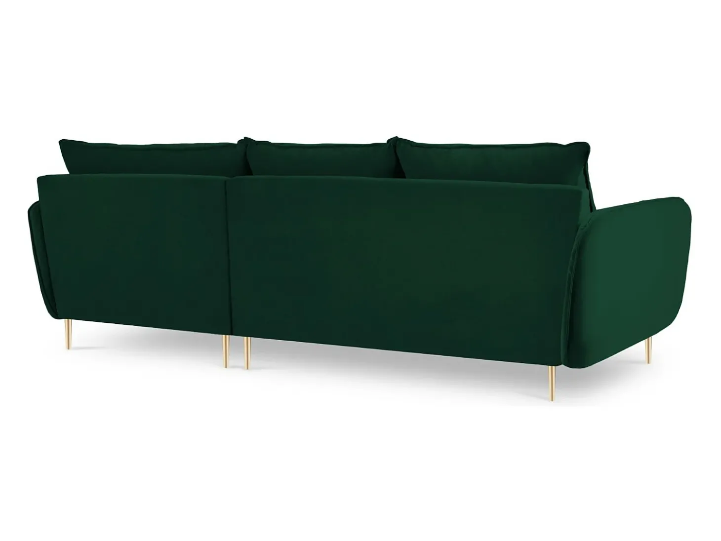 Cosmopolitan Design - Sofá de canto direito "Vienna" 5 lugares em veludo verde garrafa - 255x170x95cm