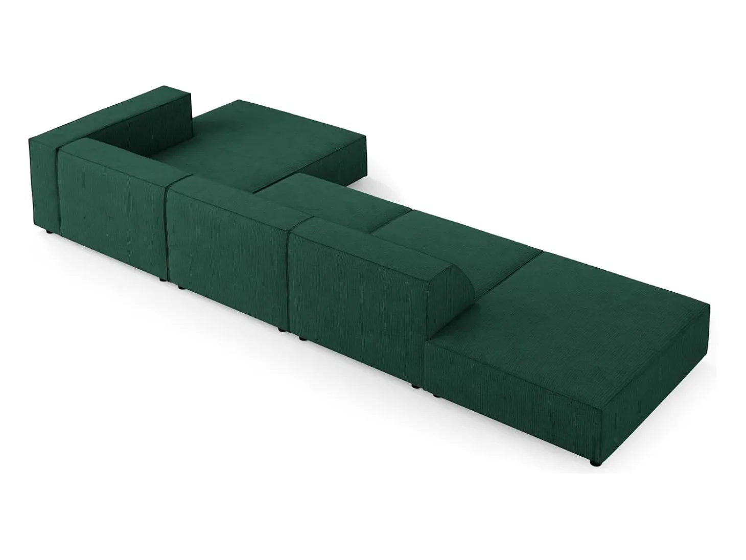 Cosmopolitan Design - Sofá de canto direito "Arendal" 5 lugares em tecido chenille com efeito canelado verde garrafa - 341x166x70cm
