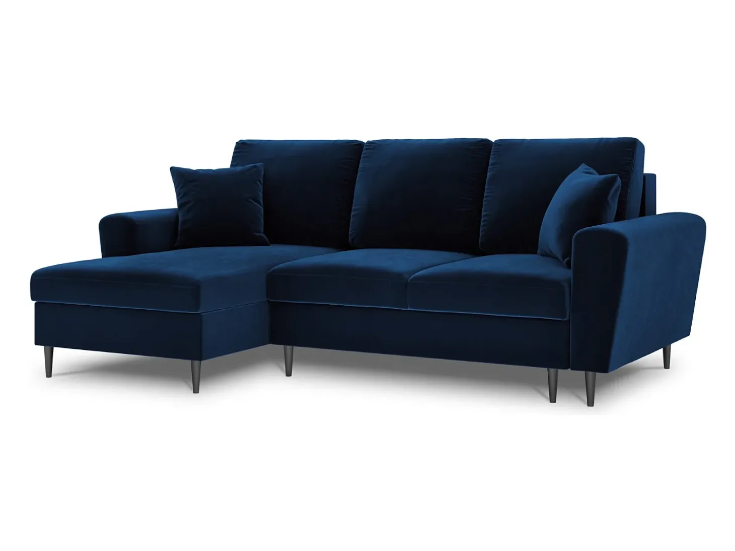 Cosmopolitan Design - Sofá convertível de canto esquerdo com caixa de arrumação "Kyoto" 4 lugares em veludo azul real - 241x145x88cm
