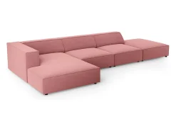 Cosmopolitan Design - Sofá de canto esquerdo "Arendal" 5 lugares em veludo salmão - 341x166x70cm