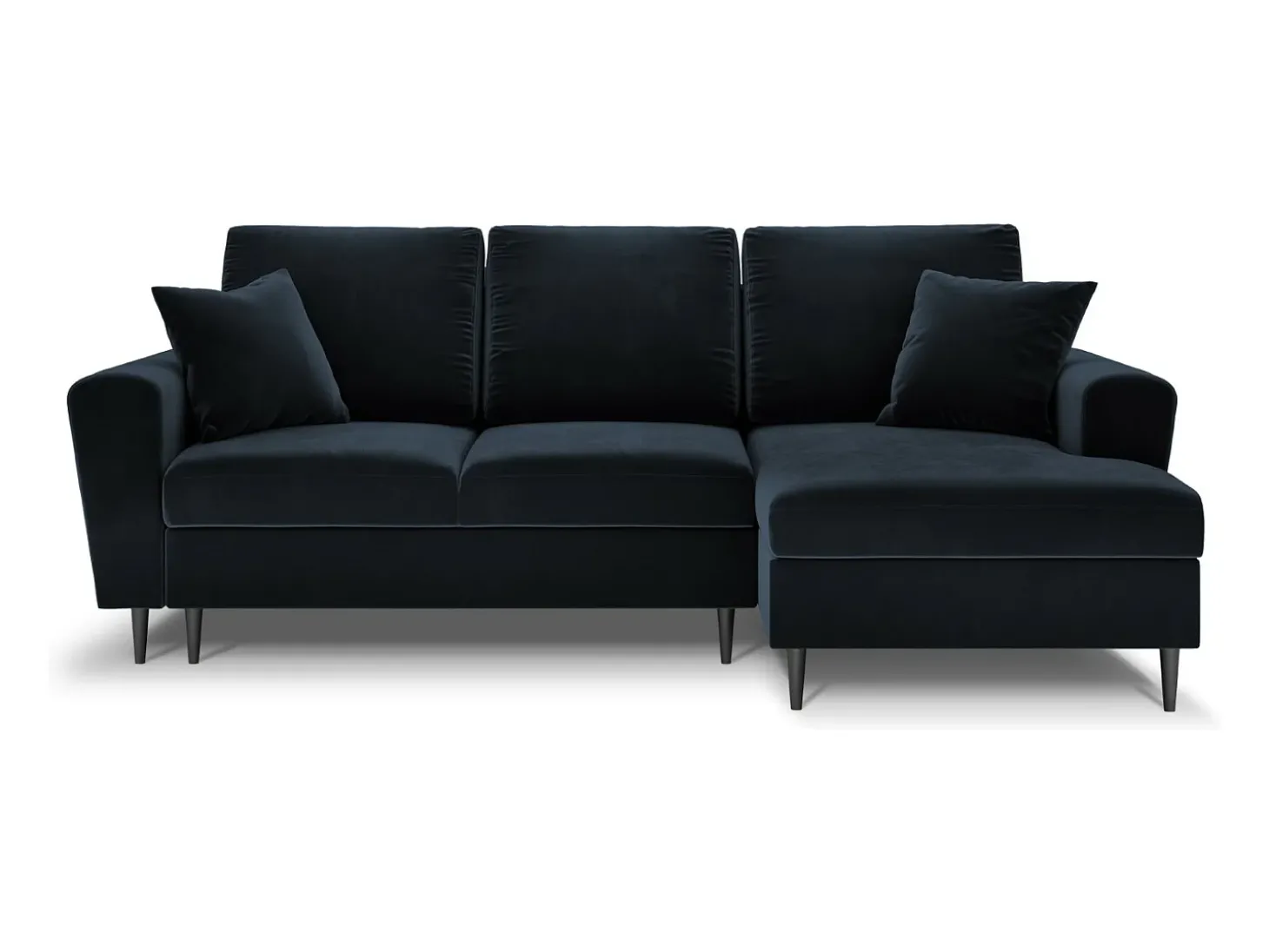 Cosmopolitan Design - Sofá convertível de canto direito com caixa de arrumação "Kyoto" 4 lugares em veludo azul escuro - 241x145x88cm