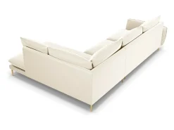 Cosmopolitan Design - Sofá de canto direito "Vienna" 6 lugares em veludo bege claro - 275x185x95cm