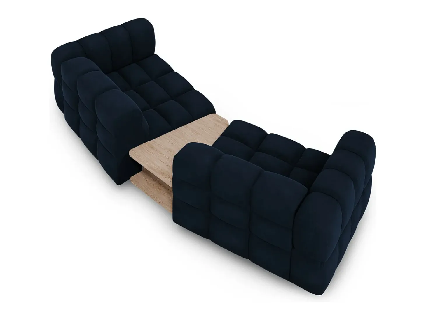 Cosmopolitan Design - Sofá modular "Sky" 2 lugares em veludo azul real - 280x148x75cm