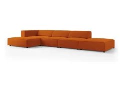 Cosmopolitan Design - Sofá de canto esquerdo "Arendal" 5 lugares em veludo terracota - 341x166x70cm