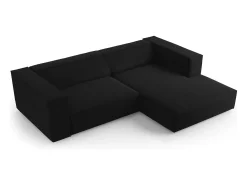 Cosmopolitan Design - Sofá de canto direito "Arendal" 3 lugares em veludo preto - 224x166x70cm