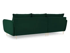 Cosmopolitan Design - Sofá de canto esquerdo "Vienna" 5 lugares em veludo verde garrafa - 255x170x95cm