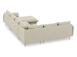Cosmopolitan Design - Sofá de canto panorâmico à esquerda "Vienna" 7 lugares em tecido estrutural bege - 330x235x95cm