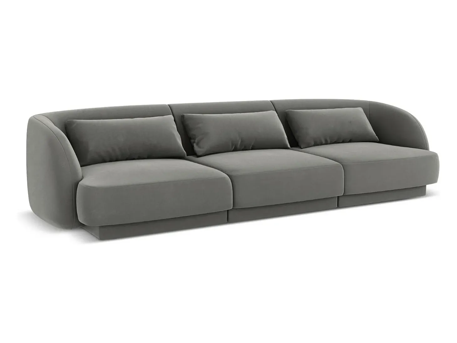 Cosmopolitan Design - Sofá "Tulum" 3 lugares em veludo cinza claro - 255x90x70cm