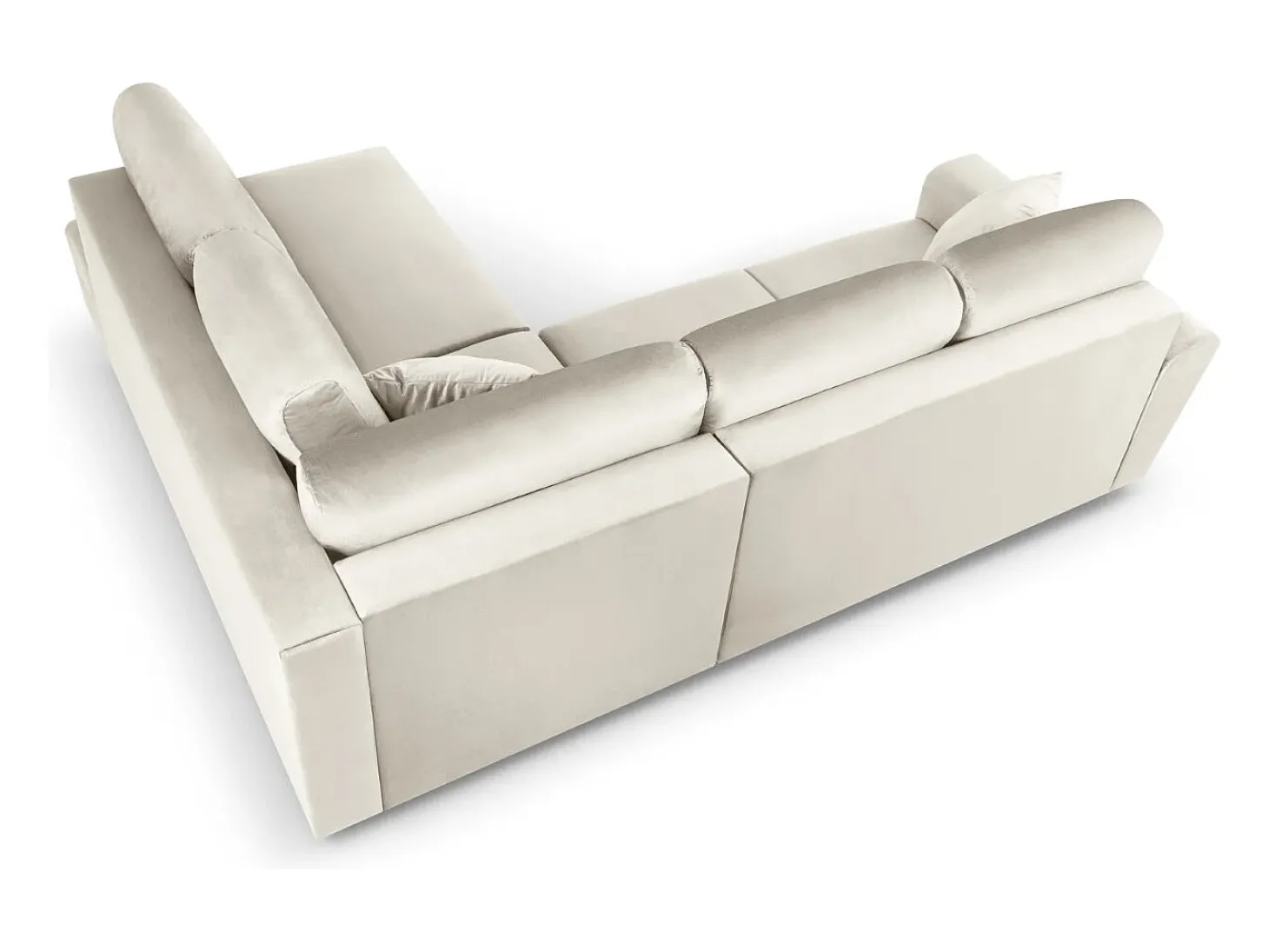 Cosmopolitan Design - Sofá convertível de canto direito com caixa de arrumação "Kyoto" 5 lugares em veludo bege claro - 243x194x88cm