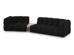 Cosmopolitan Design - Sofá modular virado para a esquerda "Sky" 3 lugares em veludo preto - 353x148x75cm