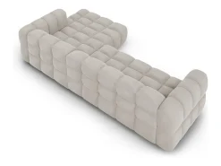 Cosmopolitan Design - Sofá modular de canto direito "Sky" 4 lugares em veludo bege claro - 300x162x75cm