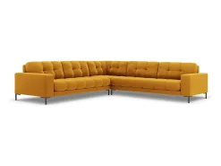 Cosmopolitan Design - Sofá de canto simétrico "Bali" 6 lugares em veludo amarelo - 256x256x75cm