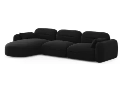 Cosmopolitan Design - Sofá modular de canto esquerdo "Sydney" 4 lugares em veludo preto - 320x165x70cm