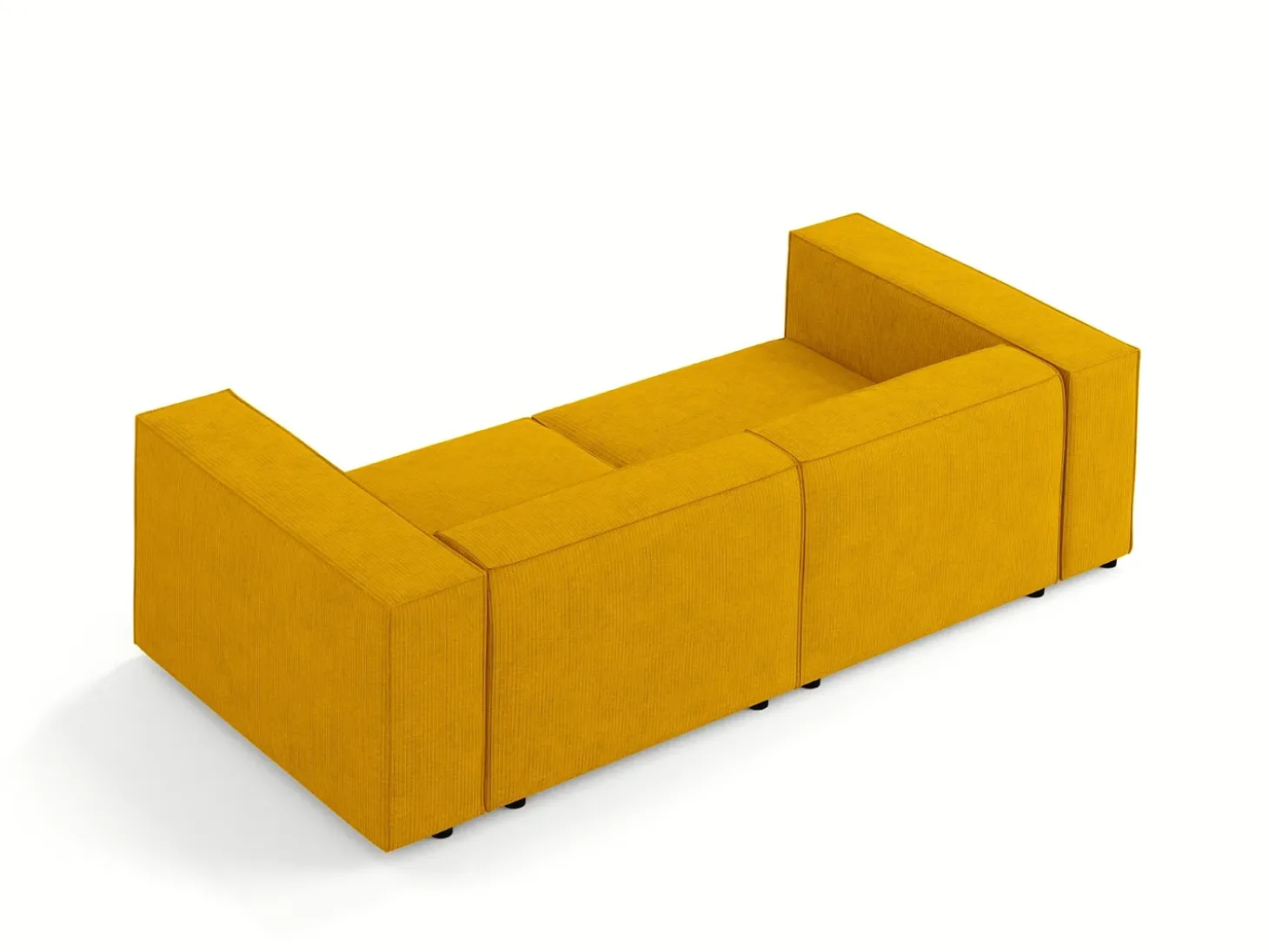 Cosmopolitan Design - Sofá "Arendal" 3 lugares em tecido chenille com efeito canelado mostarda - 204x102x70cm