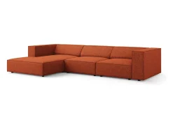 Cosmopolitan Design - Sofá de canto esquerdo "Arendal" 4 lugares em tecido chenille terracota - 284x166x70cm