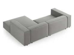 Cosmopolitan Design - Sofá de canto direito "Arendal" 3 lugares em veludo cinza claro - 224x166x70cm