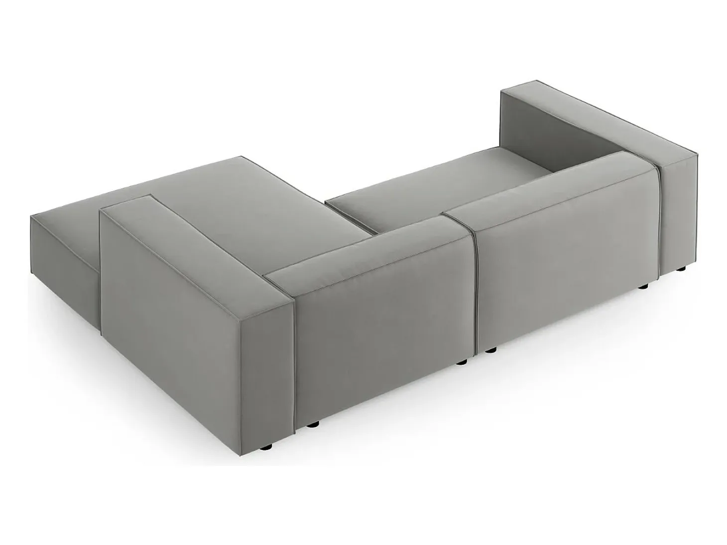 Cosmopolitan Design - Sofá de canto direito "Arendal" 3 lugares em veludo cinza claro - 224x166x70cm