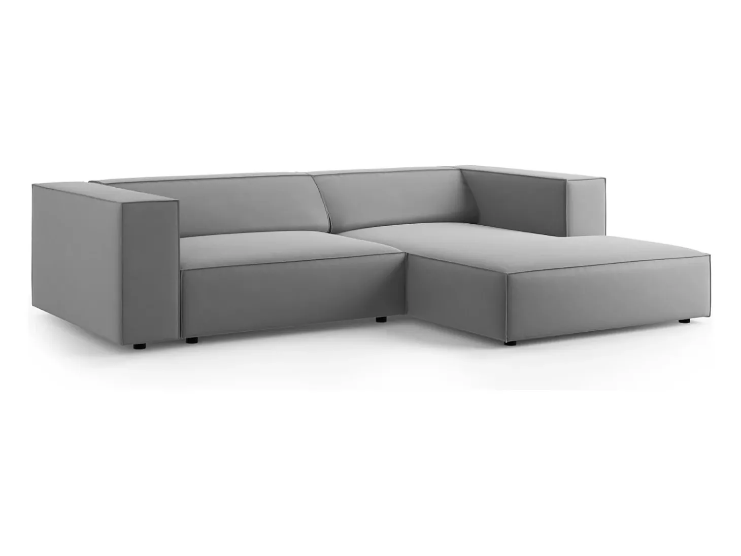 Cosmopolitan Design - Sofá de canto direito "Arendal" 3 lugares em veludo cinza claro - 224x166x70cm