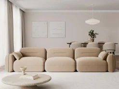 Cosmopolitan Design - Sofá modular "Sydney" 4 lugares em veludo areia - 320x90x70cm