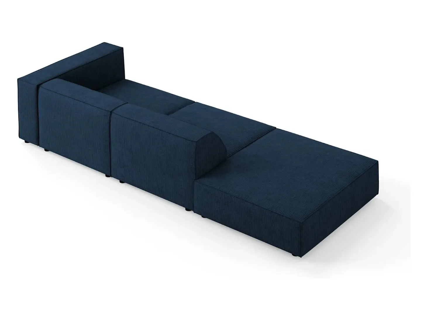 Cosmopolitan Design - Sofá esquerdo "Arendal" 4 lugares em tecido chenille com efeito canelado azul real - 262x102x70cm