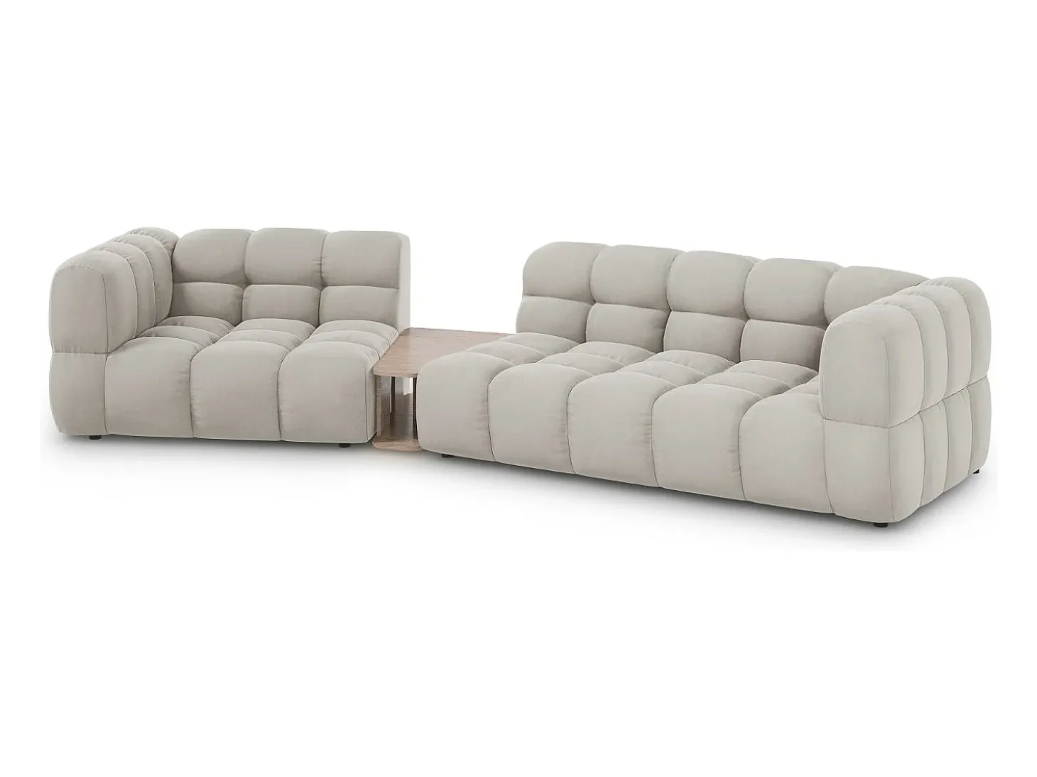 Cosmopolitan Design - Sofá modular virado para a esquerda "Sky" 3 lugares em veludo bege claro - 353x148x75cm