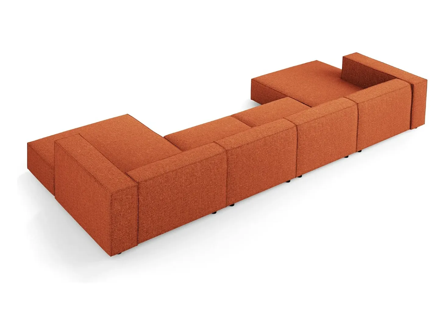 Cosmopolitan Design - Sofá panorâmico "Arendal" 6 lugares em tecido chenille terracota - 364x166x70cm