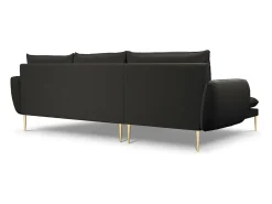 Cosmopolitan Design - Sofá de canto esquerdo "Vienna" 5 lugares em tecido bouclé preto - 255x170x95cm
