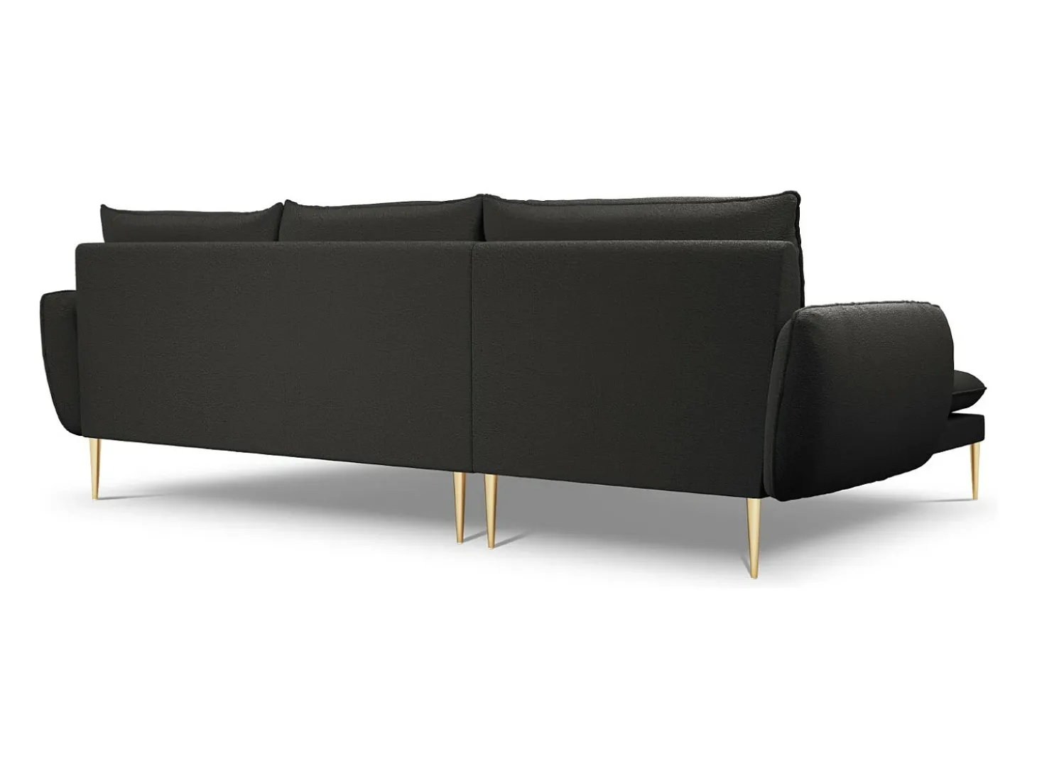 Cosmopolitan Design - Sofá de canto esquerdo "Vienna" 5 lugares em tecido bouclé preto - 255x170x95cm