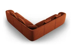 Cosmopolitan Design - Sofá de canto simétrico "Tulum" 5 lugares em tecido chenille terracota - 255x255x70cm