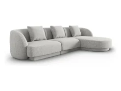 Cosmopolitan Design - Sofá de canto direito "Tulum" 4 lugares em tecido chenille cinza claro - 255x156x70cm