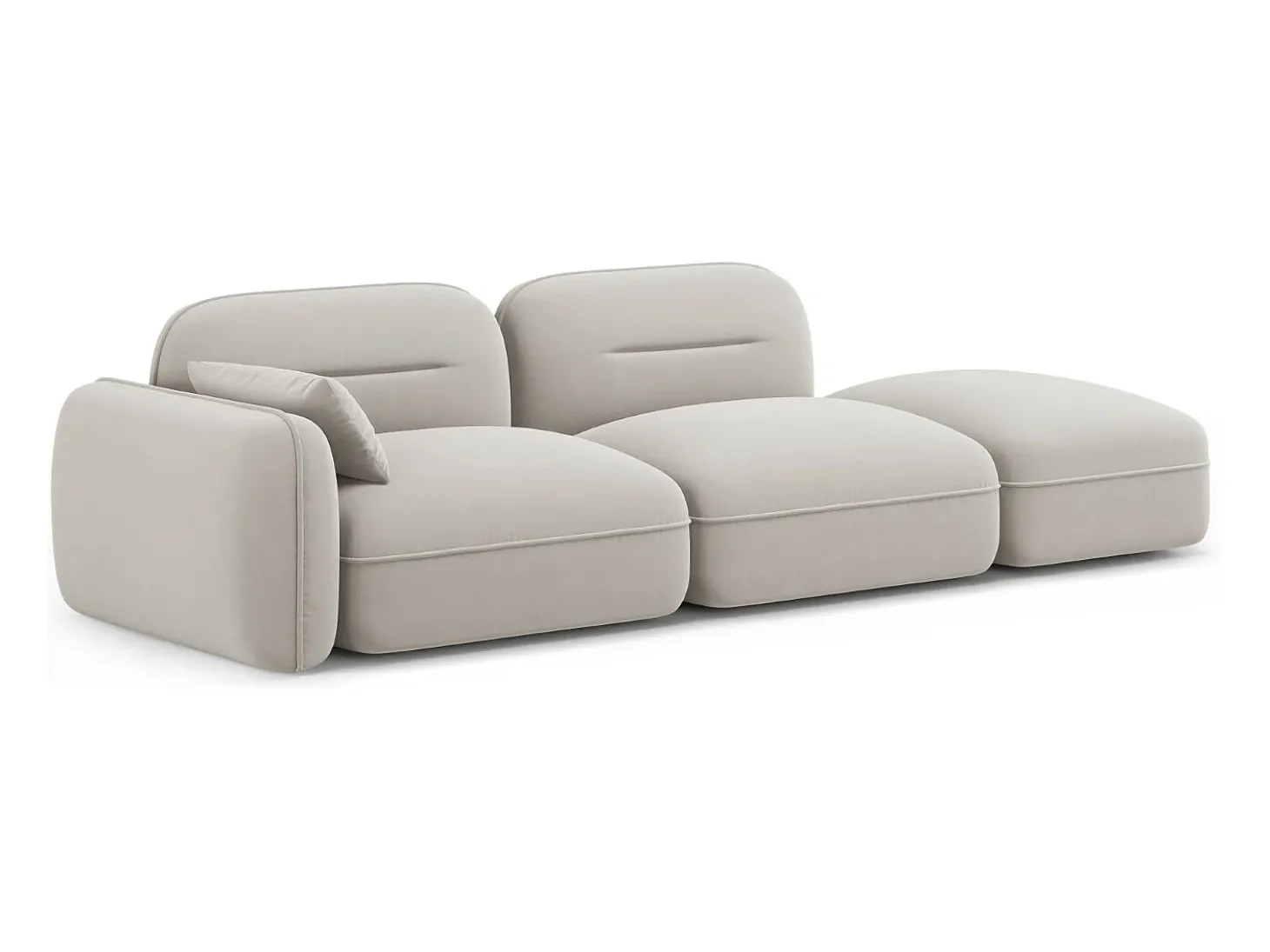 Cosmopolitan Design - Sofá modular direito "Sydney" 3 lugares em veludo bege claro - 295x90x70cm