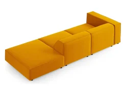 Cosmopolitan Design - Sofá direito "Arendal" 4 lugares em veludo amarelo - 262x102x70cm
