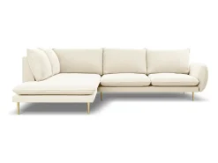 Cosmopolitan Design - Sofá de canto esquerdo "Vienna" 6 lugares em veludo bege claro - 275x185x95cm