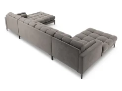 Cosmopolitan Design - Sofá panorâmico "Bali" 7 lugares em veludo cinza claro - 383x185x75cm