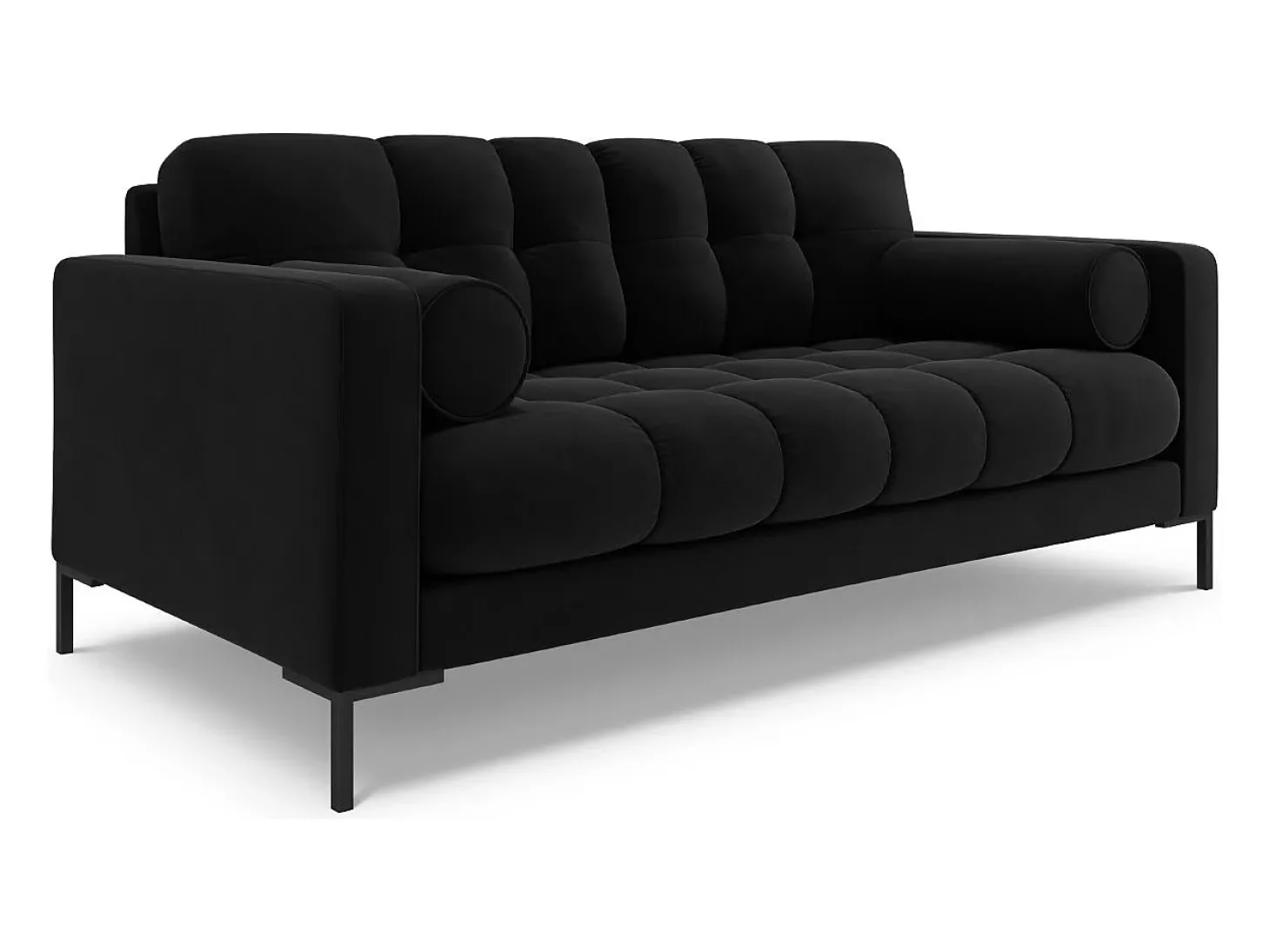 Cosmopolitan Design - Sofá "Bali" 2 lugares em veludo preto - 152x92x75cm