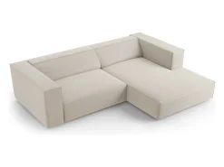 Cosmopolitan Design - Sofá de canto direito "Arendal" 3 lugares em veludo cru - 224x166x70cm
