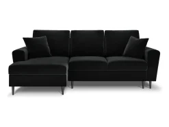 Cosmopolitan Design - Sofá convertível de canto esquerdo com caixa de arrumação "Kyoto" 4 lugares em veludo preto - 241x145x88cm