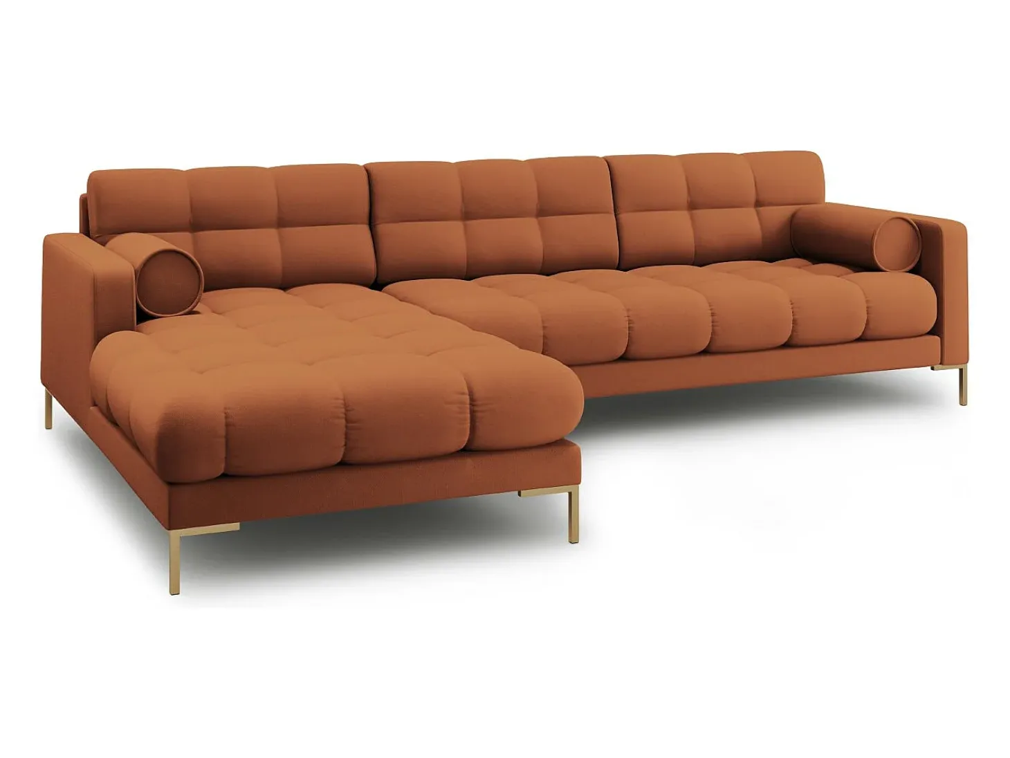 Cosmopolitan Design - Sofá de canto esquerdo "Bali" 5 lugares em tecido estrutural tijolo - 293x185x75cm